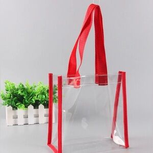 Clear Stadium Approved Transparent PVC Tote Bag with Red Trim Large NEW